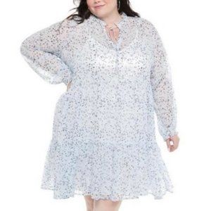 Blue Floral Evri Chiffon Dress 3X